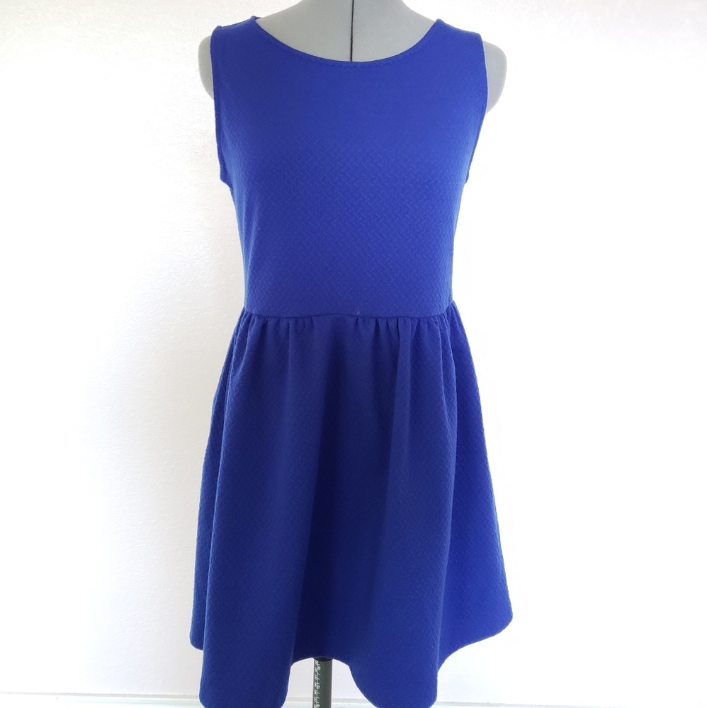 Waffle texture navy mini dress